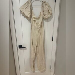 Elegant Cream Puff Sleeve Dress